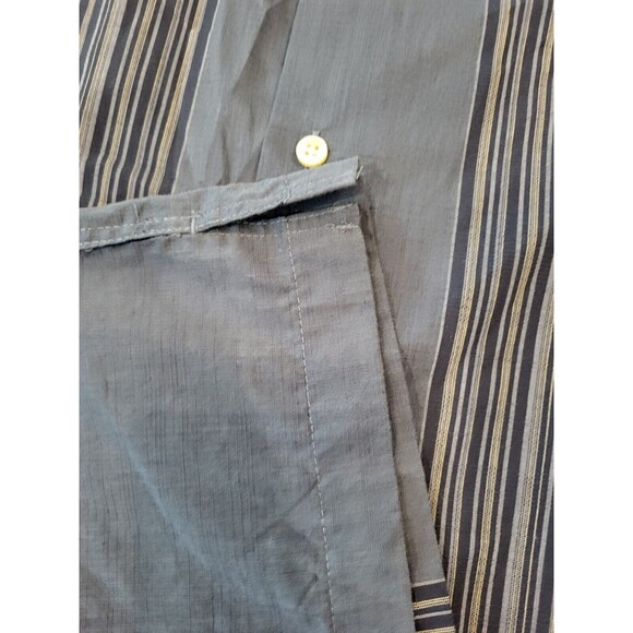 Van Heusen Cotton Blend Size L Square Hem Blue Button Front Shirt - Picture 5 of 7